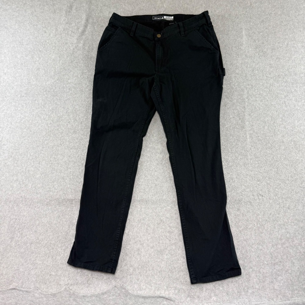 Carhartt Rugged Flex Canvas Work Pant Womens 12 Black Relaxed Fit BN5113-W